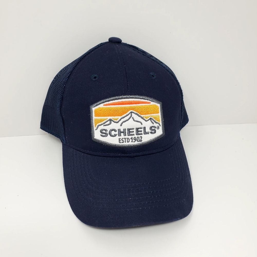 Scheels Blue Logo Front Snapback mesh trucker hat Great condition adjustable